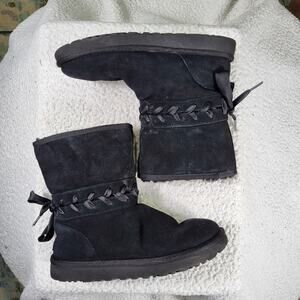 Ugg Classic Lace Short Boots Black womens bootie size 8